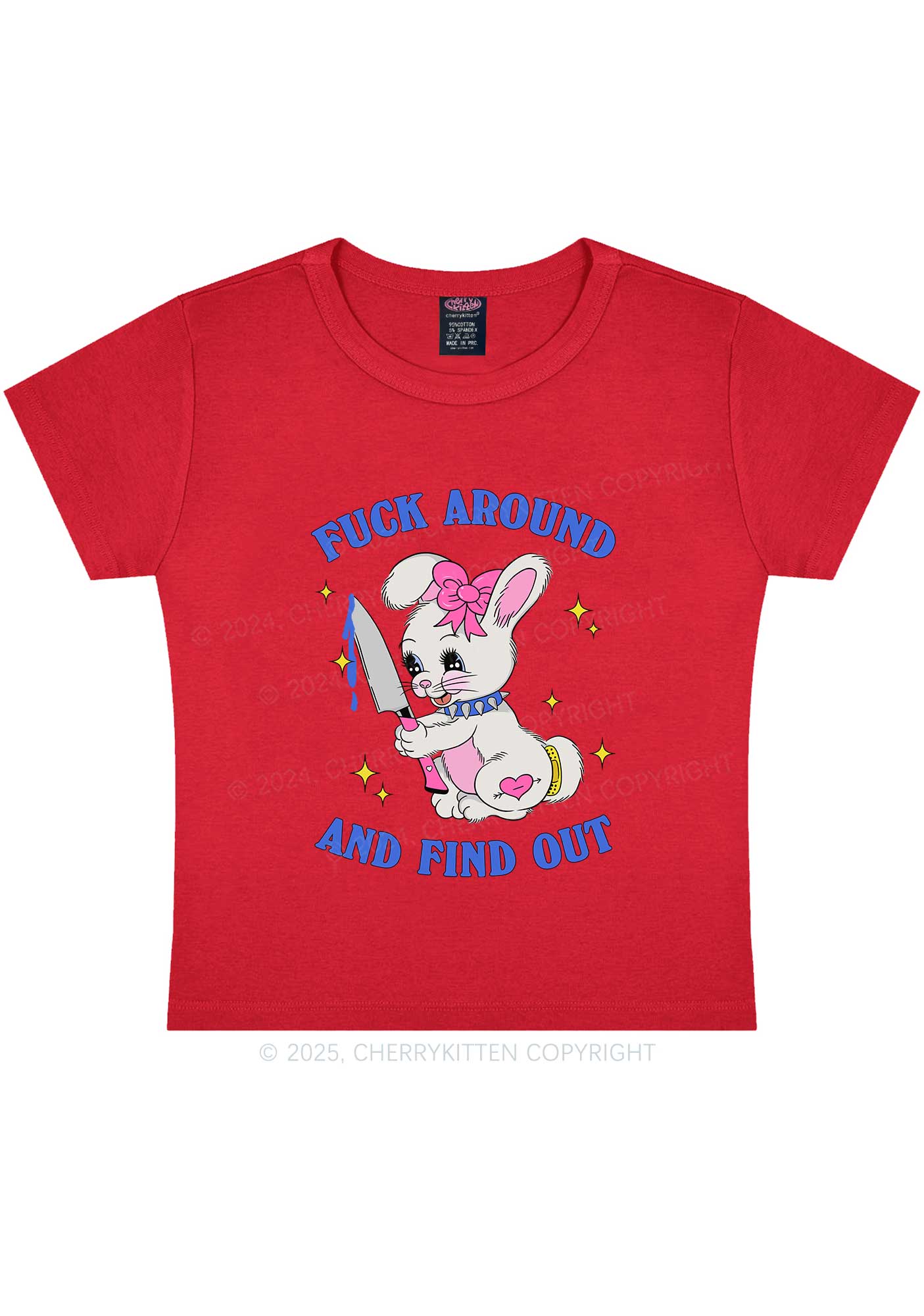 Fxxk Around Bunny Y2K Baby Tee Cherrykitten