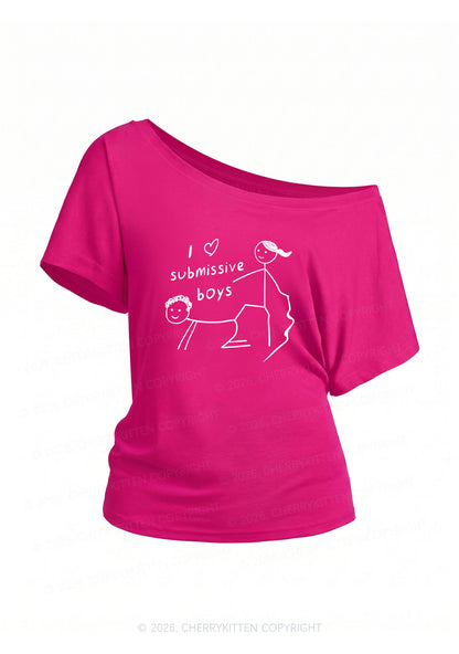 I Love S Boys Y2K Off Shoulder Tee Cherrykitten