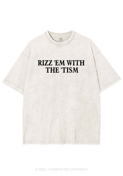Rizz With Tism Y2K Shirts Washed Tee Cherrykitten