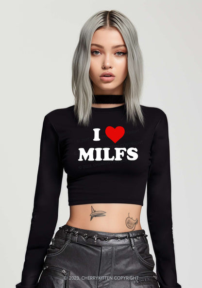 I Love Mxxfs Long Sleeve Crop Top Cherrykitten