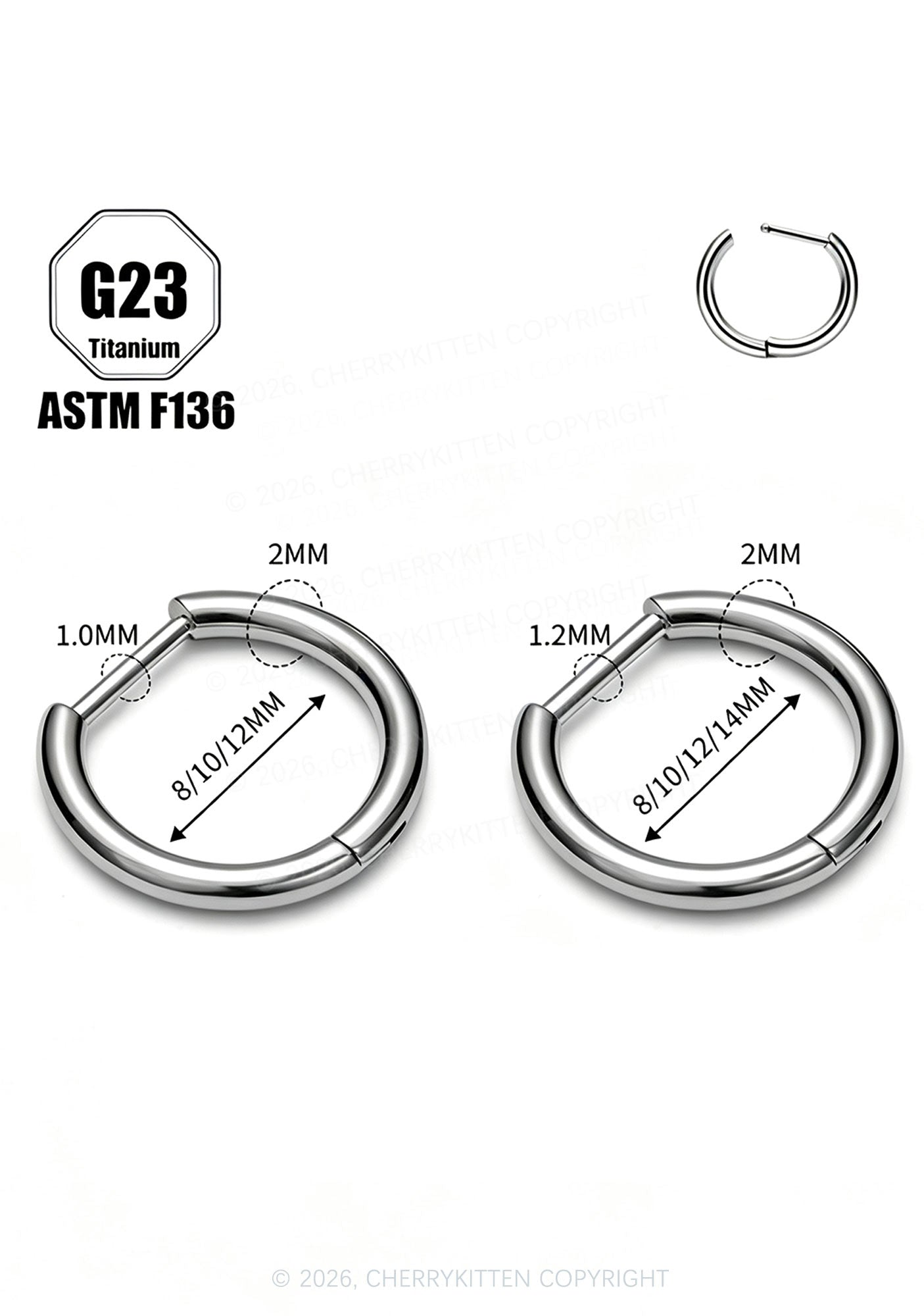 1pc Titanium Nose Ring Y2K Piercing Cherrykitten