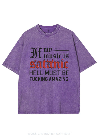 Halloween My Music Is Satanic Y2K Shirts Washed Tee Cherrykitten