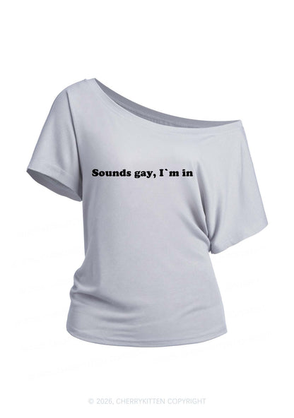 Sounds Gay Pride Y2K Off Shoulder Tee Cherrykitten