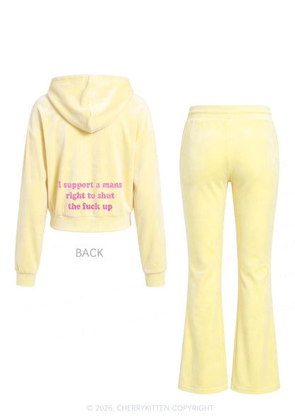 Glitter I Support A Mans Right Y2K Velvet Tracksuit Set Cherrykitten