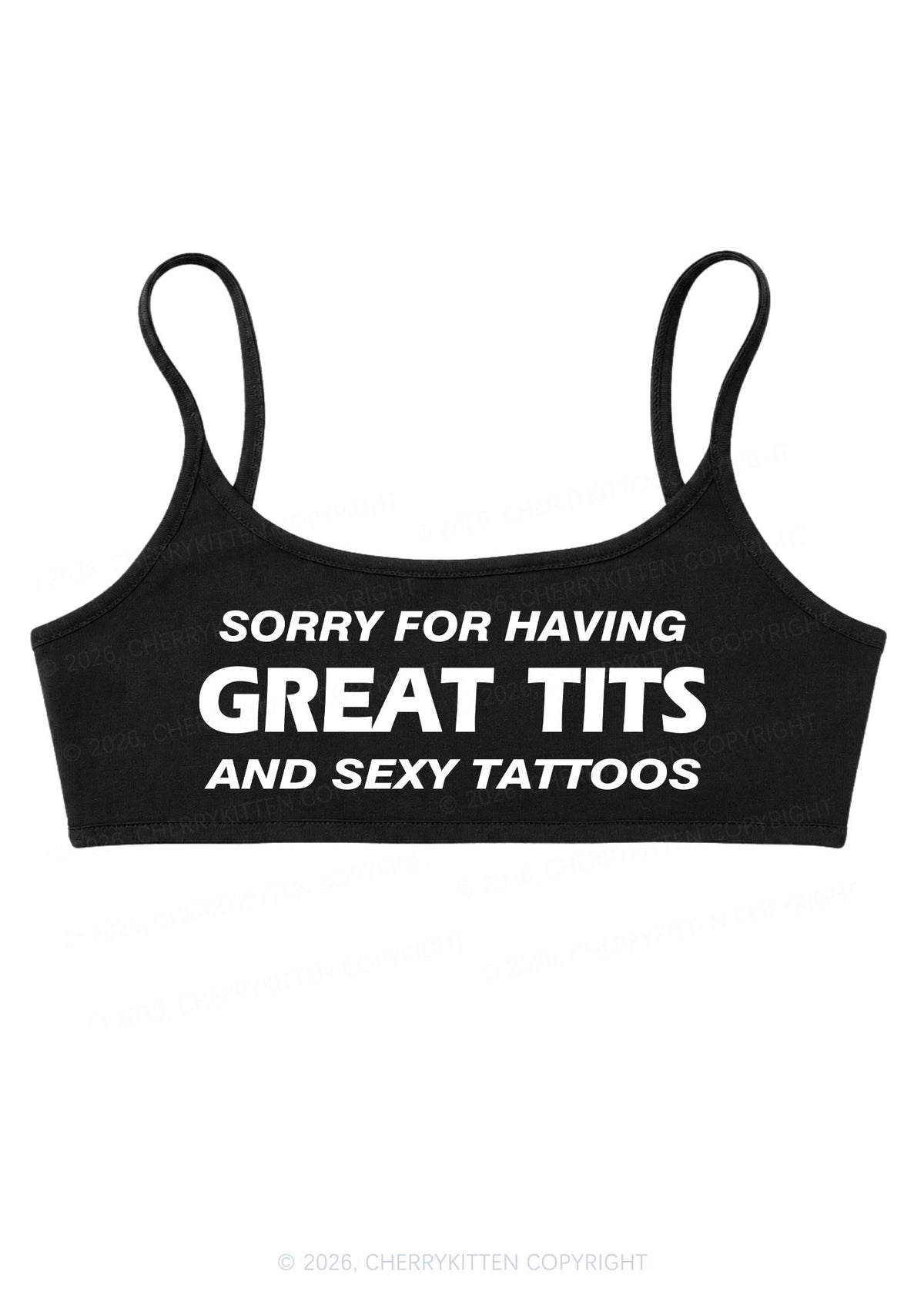 Sorry For Great Txts And Sexy Tattoos Y2K Super Crop Cami Cherrykitten