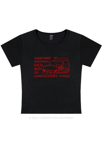 Curvy Men Do Unreasonable Things Y2K Baby Tee Cherrykitten