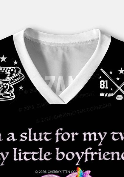 Black Slxt For My Gay BF HR Y2K Crop Sport Jersey Shirts Cherrykitten