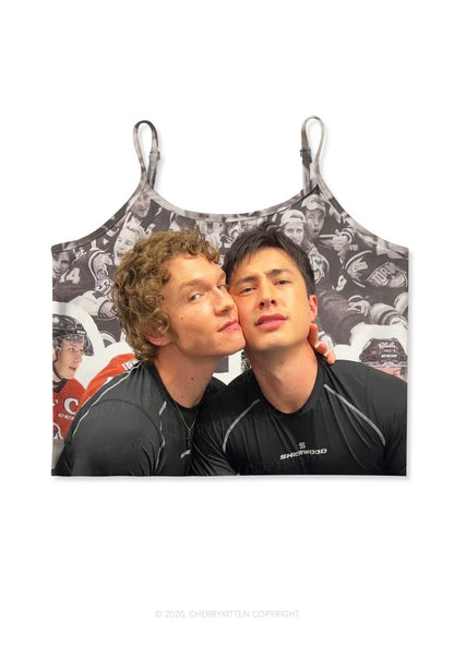 Cheek Kiss HR Y2K Print Cami Crop Top Cherrykitten