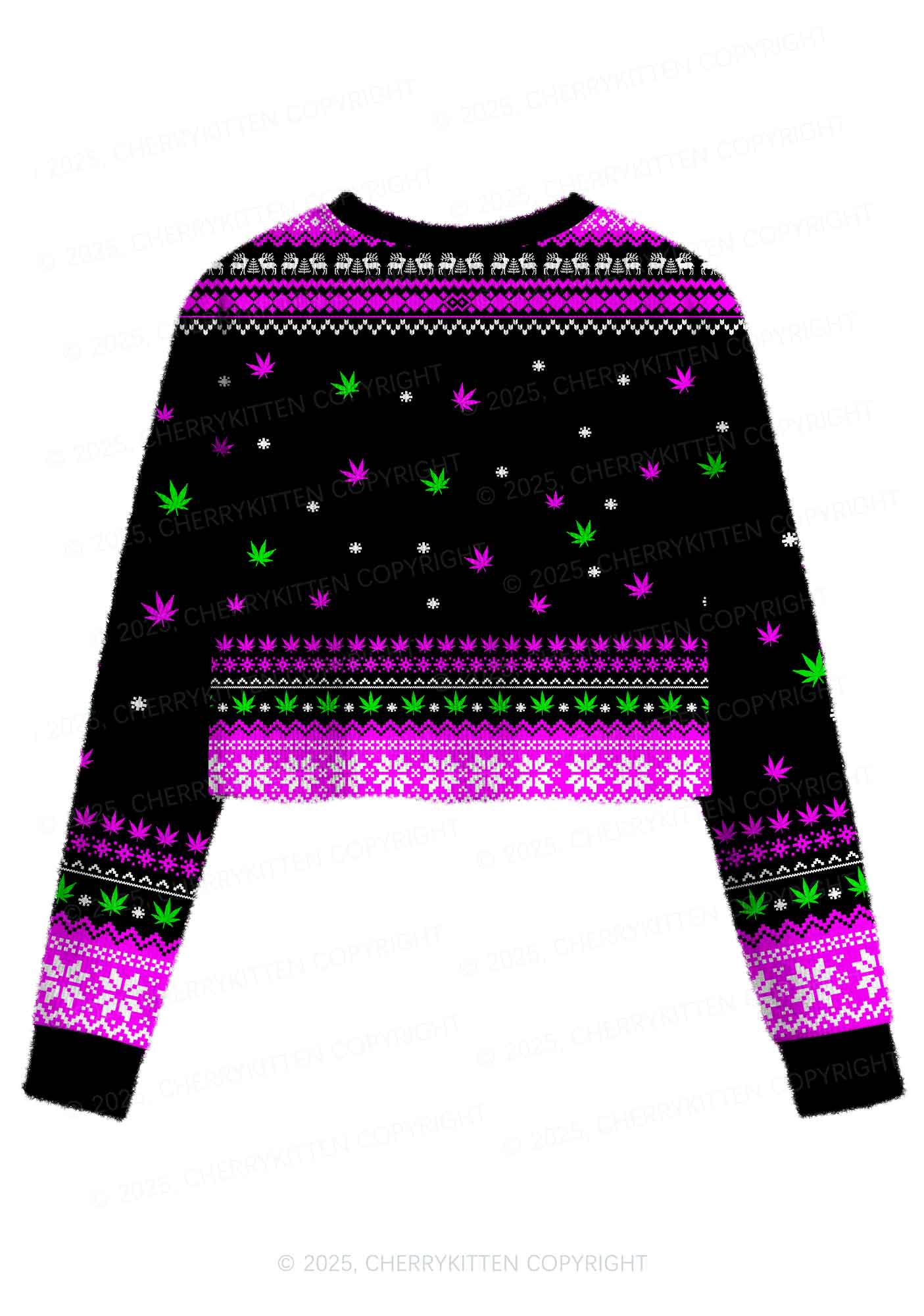 Smoke Blunt Wxxd Y2K Christmas Crop Knit Sweatshirt Cherrykitten