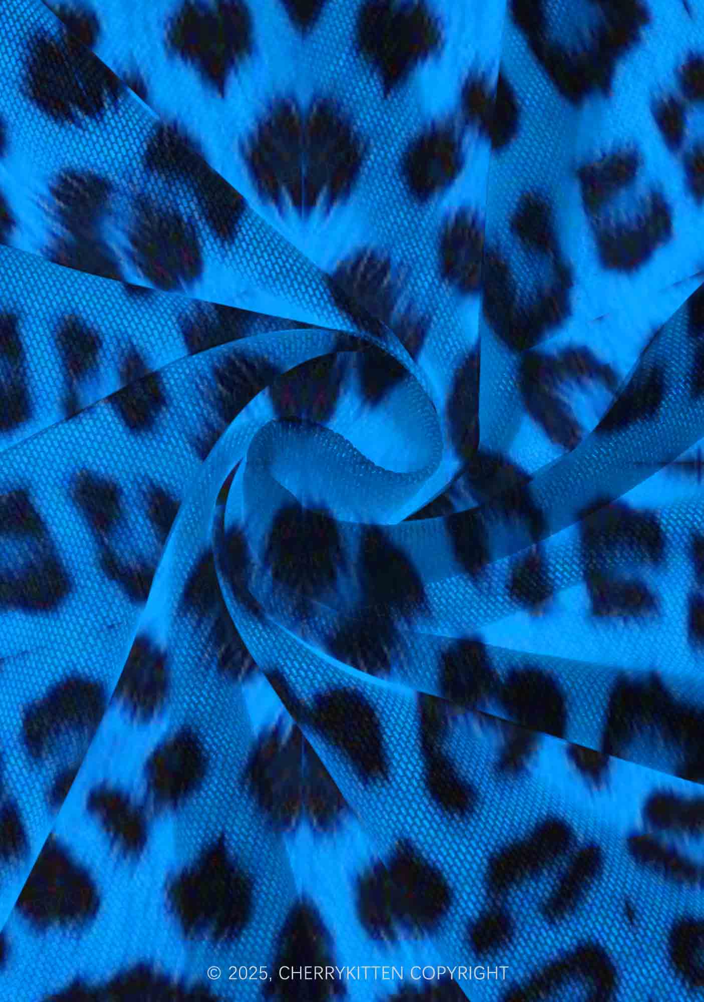 Neon Blue Leopard Y2K Print Mini Layered Skirt Cherrykitten