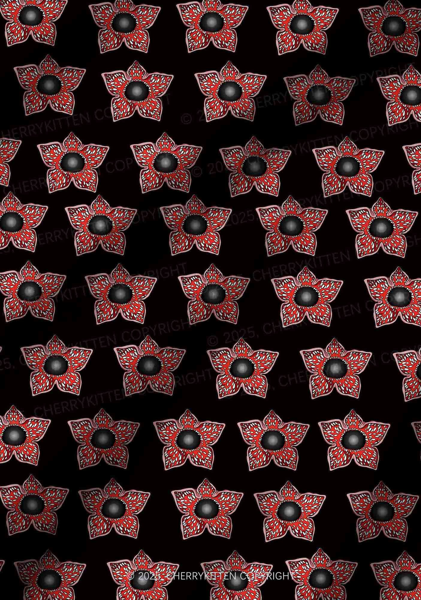 Flower Monster Y2K Print Long Sleeve Pajama Set Cherrykitten