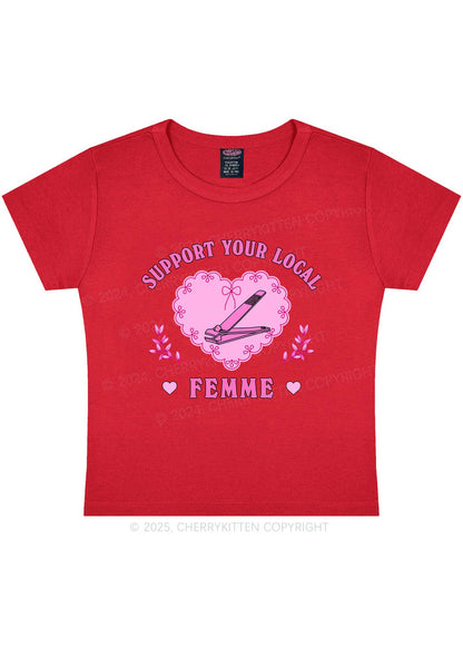 Support Your Local Femme Y2K Baby Tee Cherrykitten