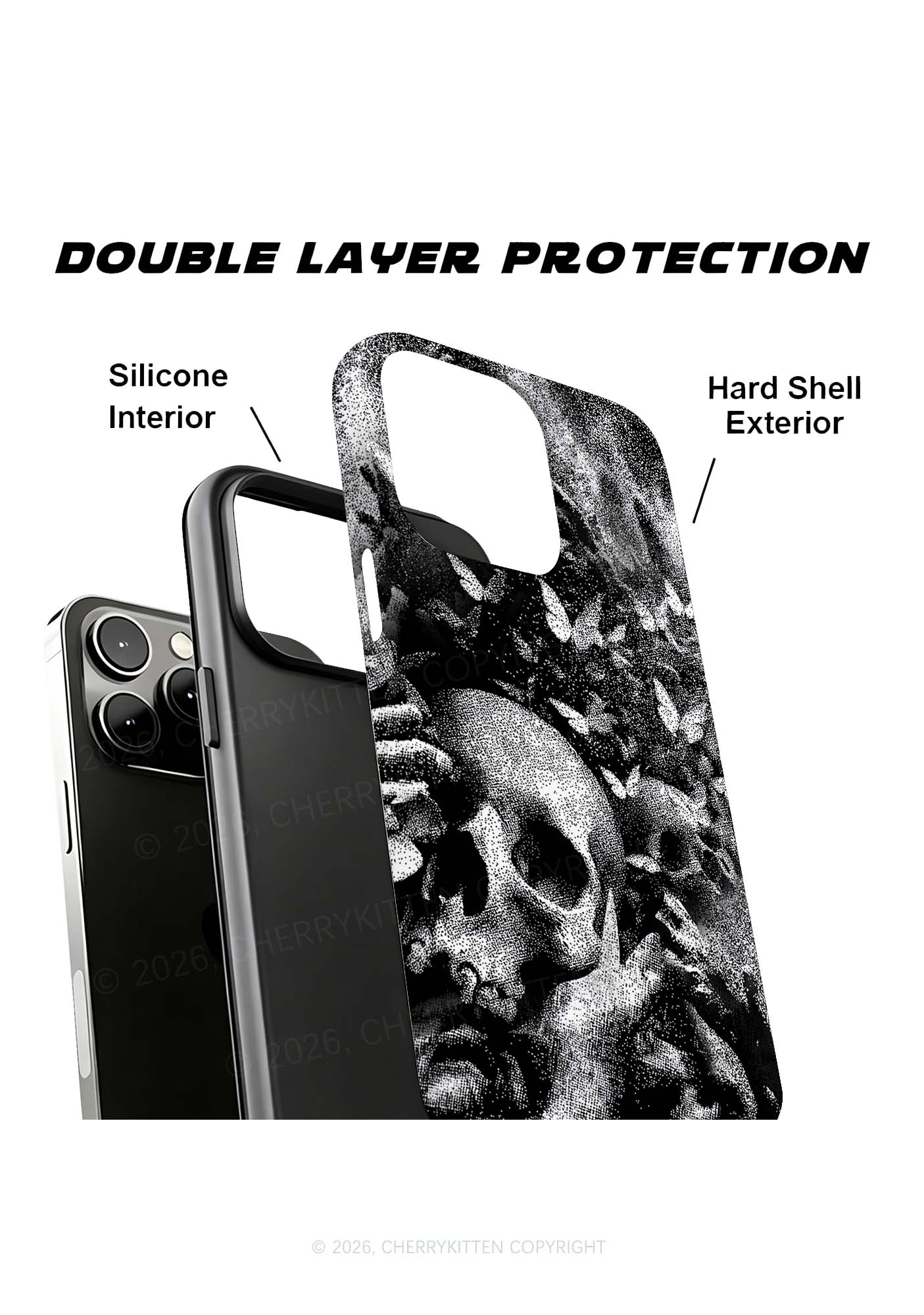 Halloween Gothic Skull Y2K Phone Case Cherrykitten