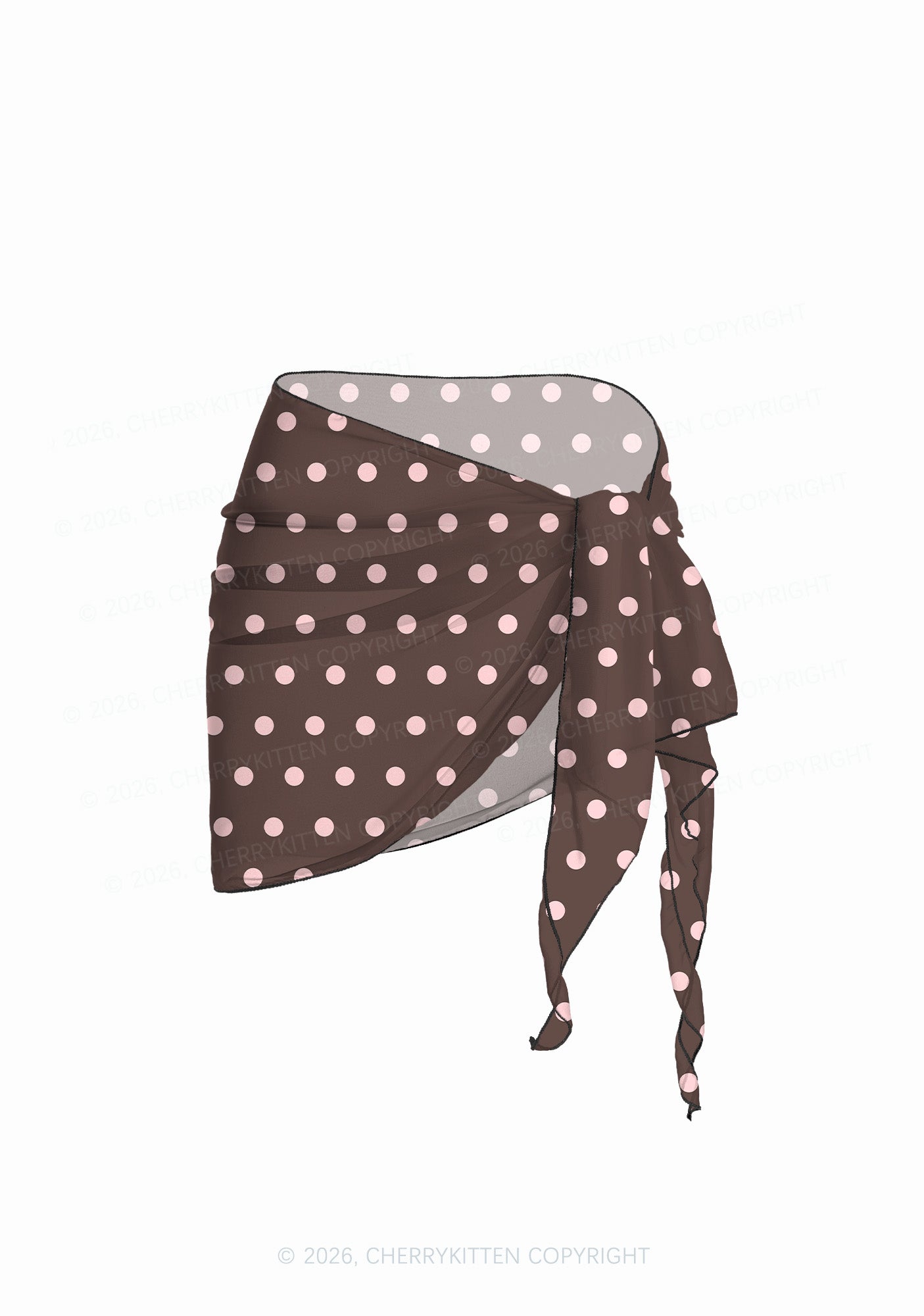 Pink Dots On Brown Y2K Print Bikini Set Cherrykitten