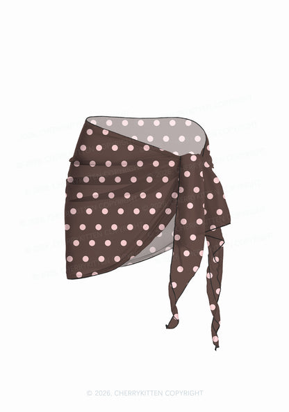 Pink Dots On Brown Y2K Print Bikini Set Cherrykitten