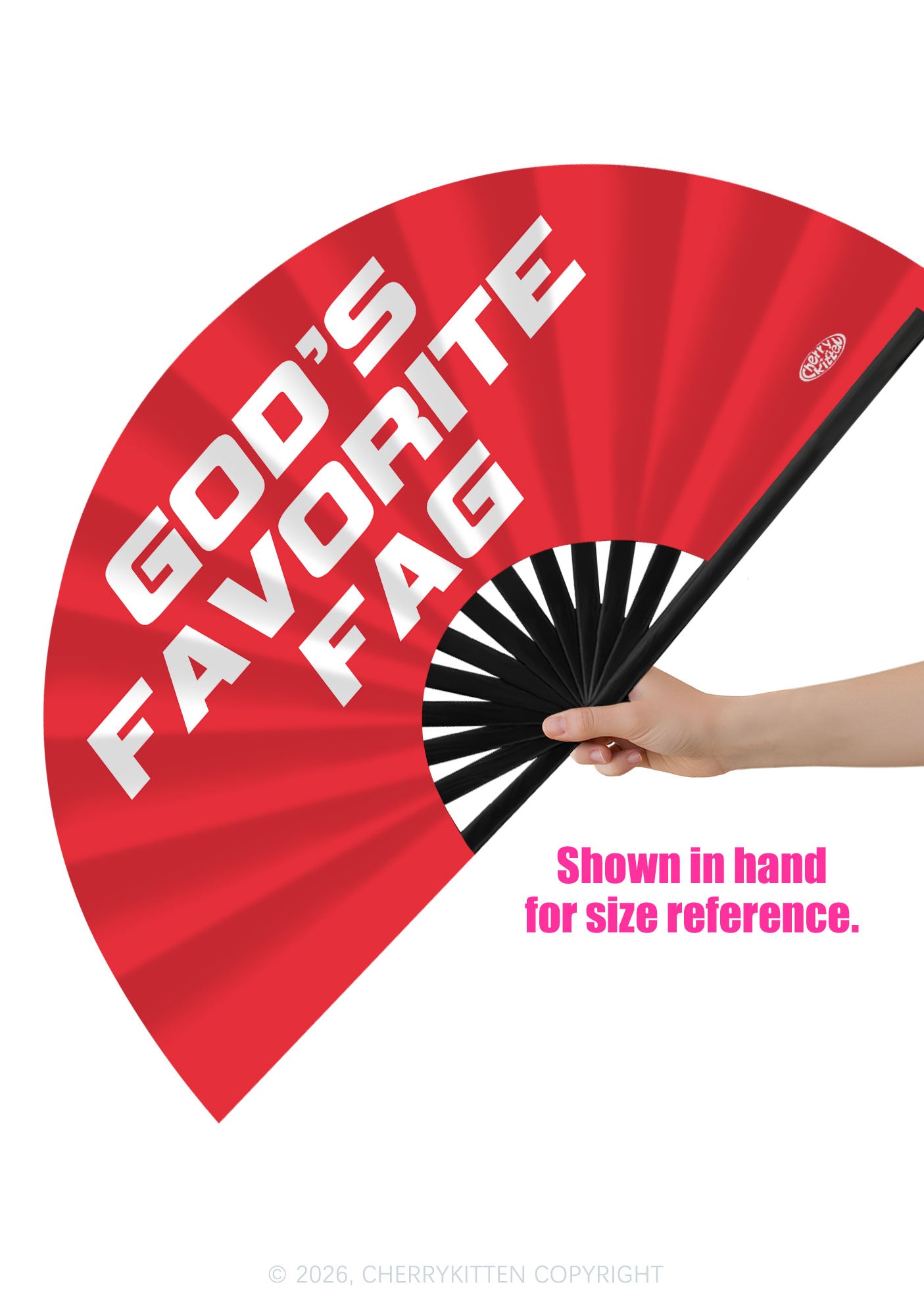 Red Gods Favorite Fag Pride Y2K Rave Hand Fan Cherrykitten
