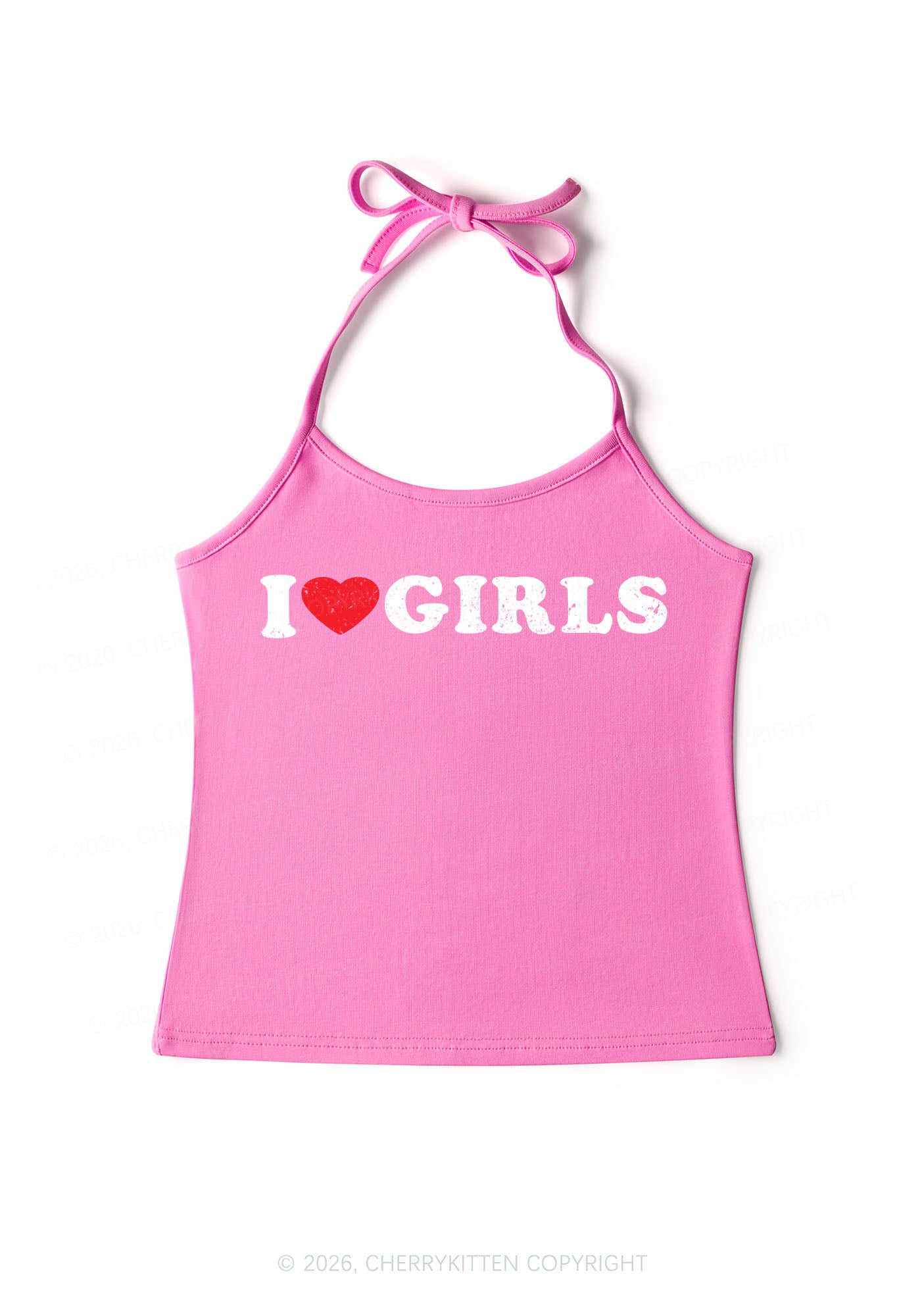 I Love Girls Pride Y2K Halter Neck Cami Cherrykitten