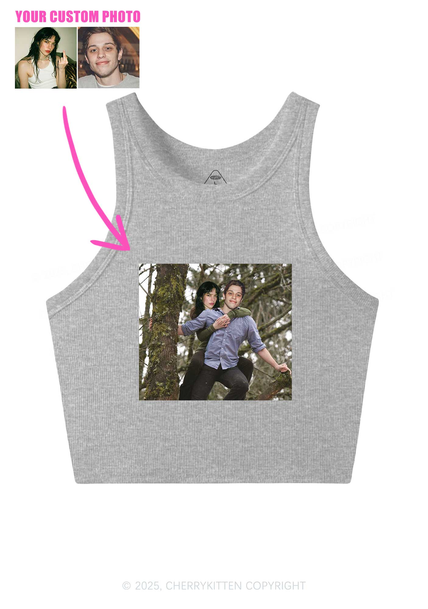 Custom Couple Face Y2K Crop Tank Top Cherrykitten