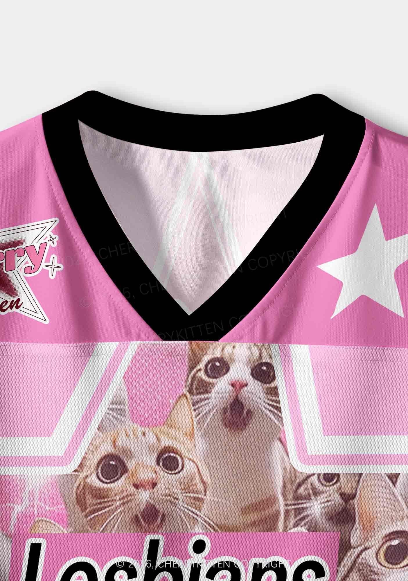 Lesbians Eat What Cat Pride Y2K Crop Sport Jersey Shirts Cherrykitten