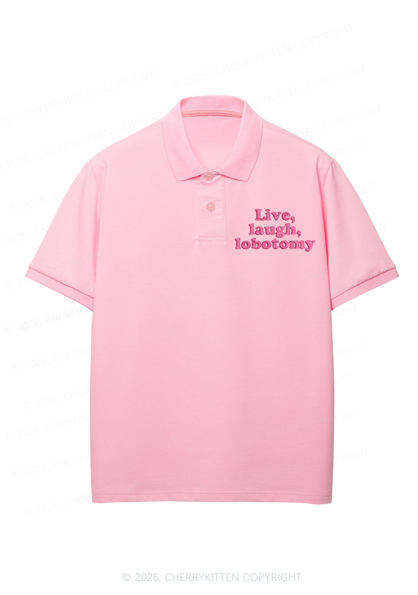 Embroidered Live Laugh Lobotomy Y2K Polo Shirts Cherrykitten