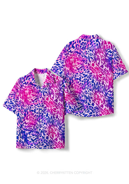 Bisexual Leopard Pride Y2K Print Hawaiian Shirt Cherrykitten