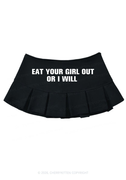 Eat Your Girl Out Pride Y2K Mini Pleated Skirts Cherrykitten