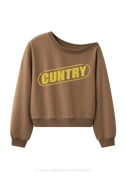 Cuntry Y2K Off Shoulder Sweatshirts Cherrykitten