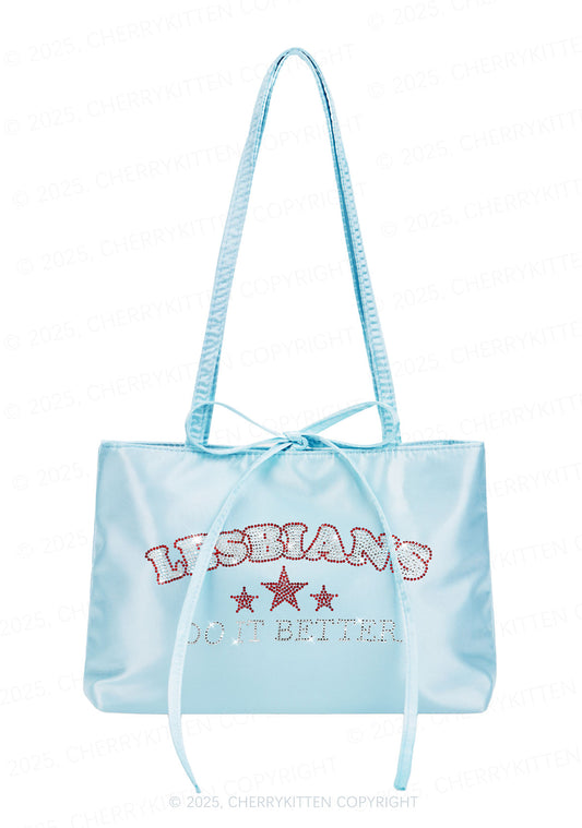 Rhinestone Lesbians Do It Better Pride Y2K Satin Bags Cherrykitten