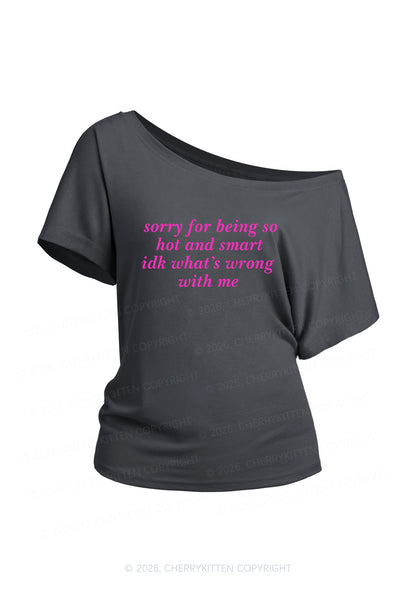 Sorry For Being So Smart Y2K Off Shoulder Tee Cherrykitten