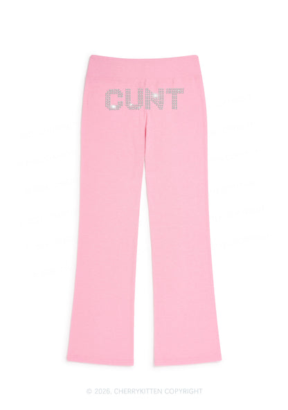 Rhinestone Cxxt Y2K Low Rise Drawstring Flare Pants Cherrykitten