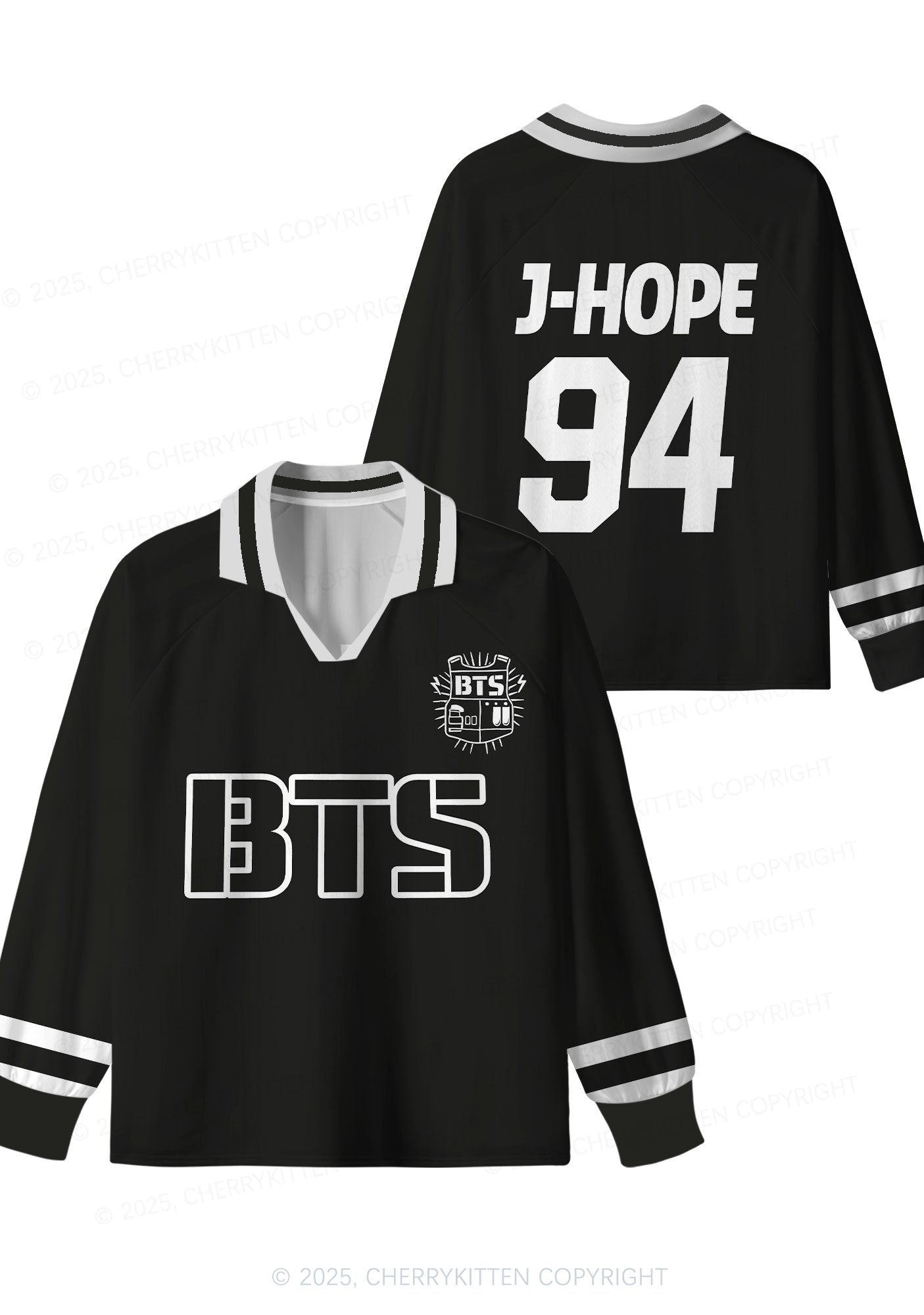 Black Kpop Boys Number Y2K Long Sleeve Sport Jersey Shirts Cherrykitten