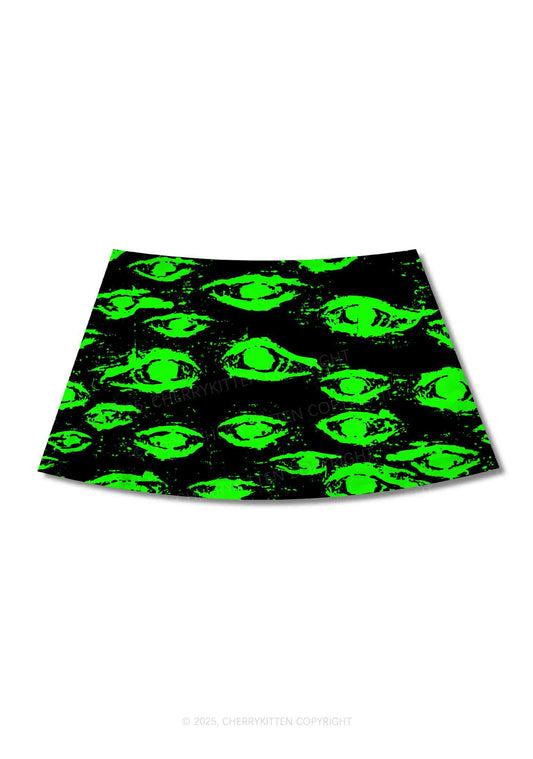 Glimmering Eyes Y2K Print Mini Skirt Cherrykitten