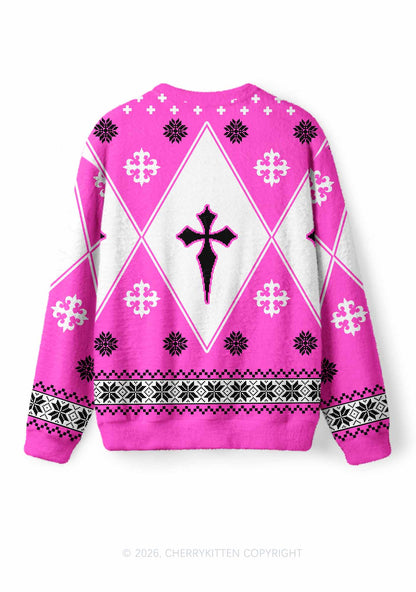 Get On Knees For Jesus Y2K Christmas Knit Sweatshirt Cherrykitten