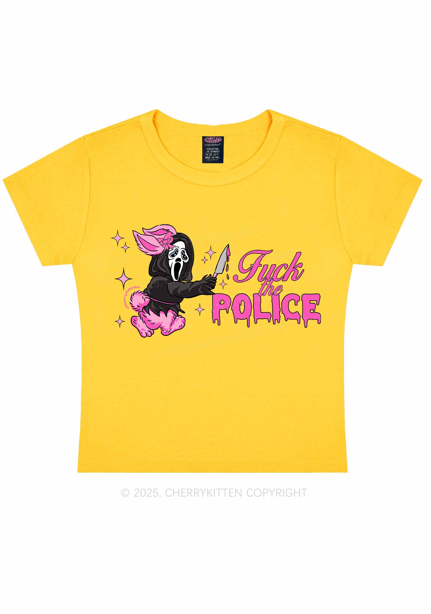 Halloween Fxxk The Police Y2K Baby Tee Cherrykitten