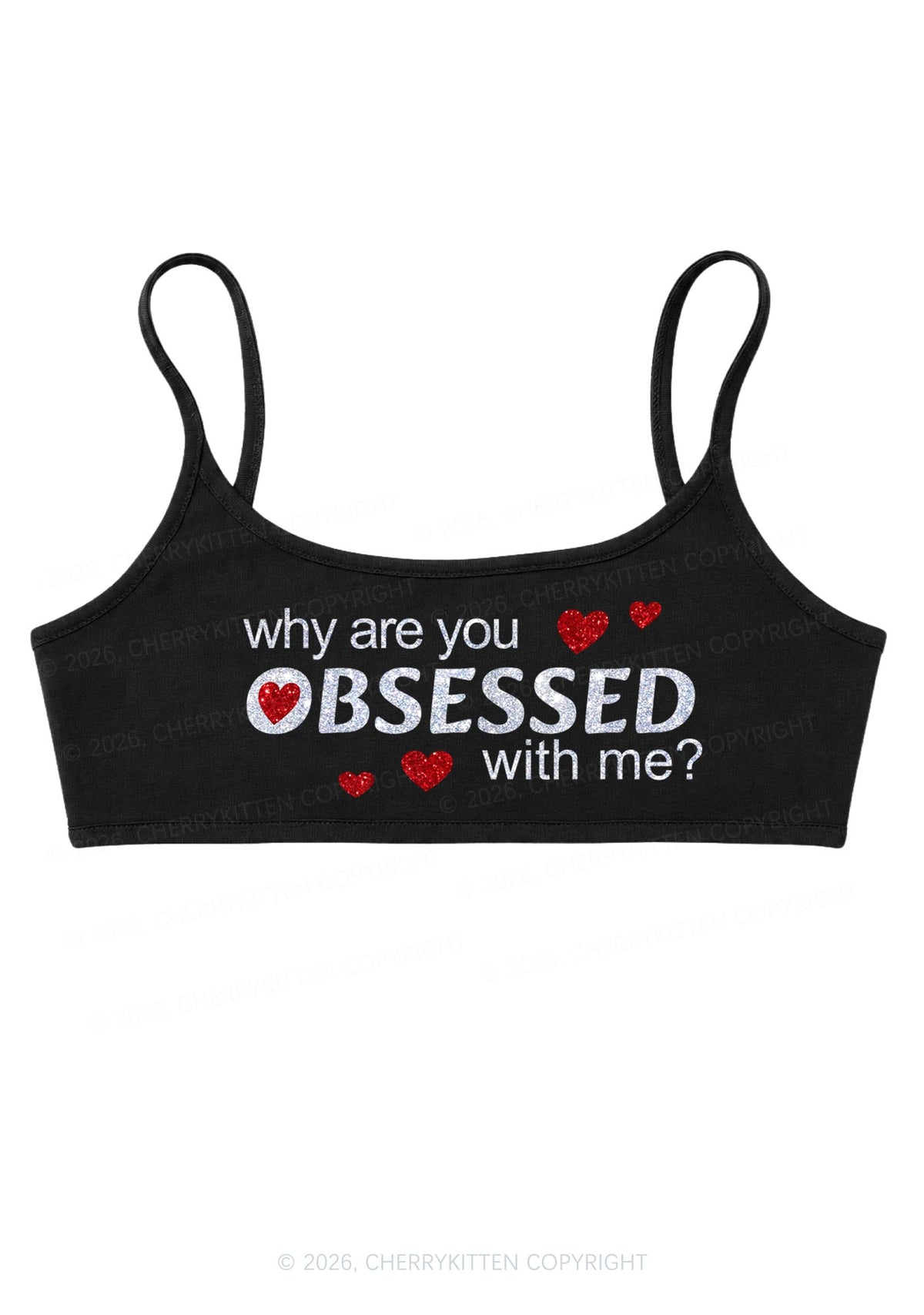 Glitter Obsessed With Me Y2K Super Crop Cami Cherrykitten