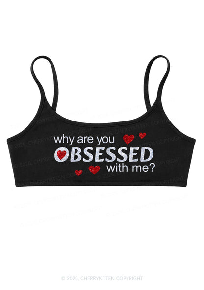 Glitter Obsessed With Me Y2K Super Crop Cami Cherrykitten