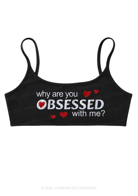 Glitter Obsessed With Me Y2K Super Crop Cami Cherrykitten