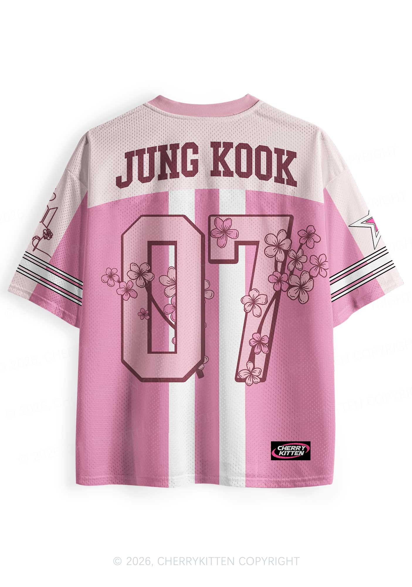Pink Sakura Korean Boys Y2K Sport Jersey Shirts Cherrykitten