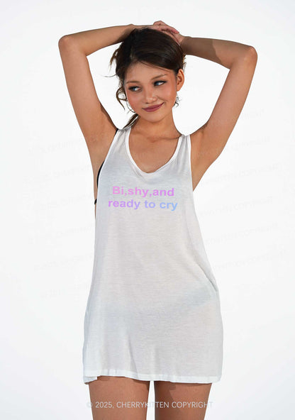 Bi Shy And Ready To Cry Pride Y2K Sheer Boyfriend Tank Cherrykitten