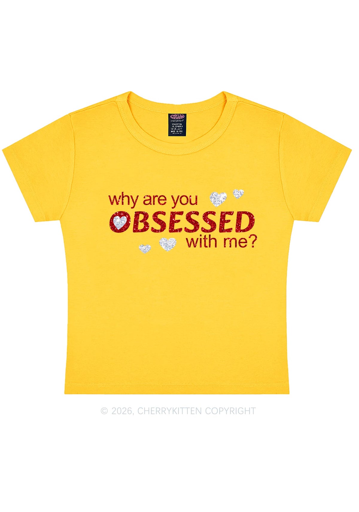 Glitter Obsessed With Me Y2K Baby Tee Cherrykitten