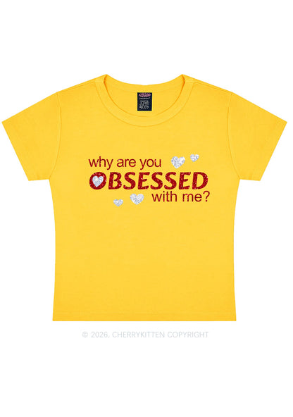 Glitter Obsessed With Me Y2K Baby Tee Cherrykitten