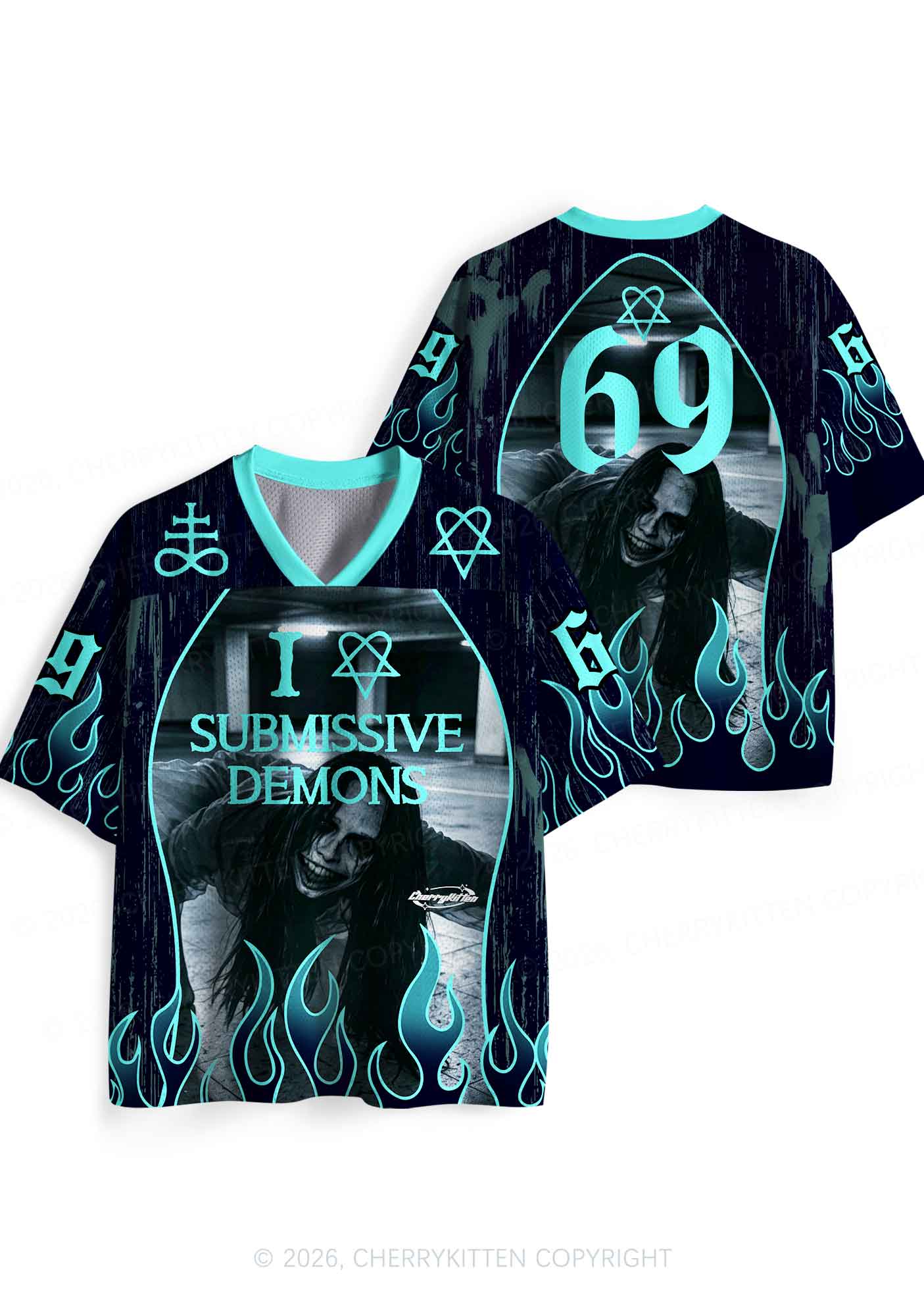 Halloween I Love S Demons Y2K Sport Jersey Shirts Cherrykitten