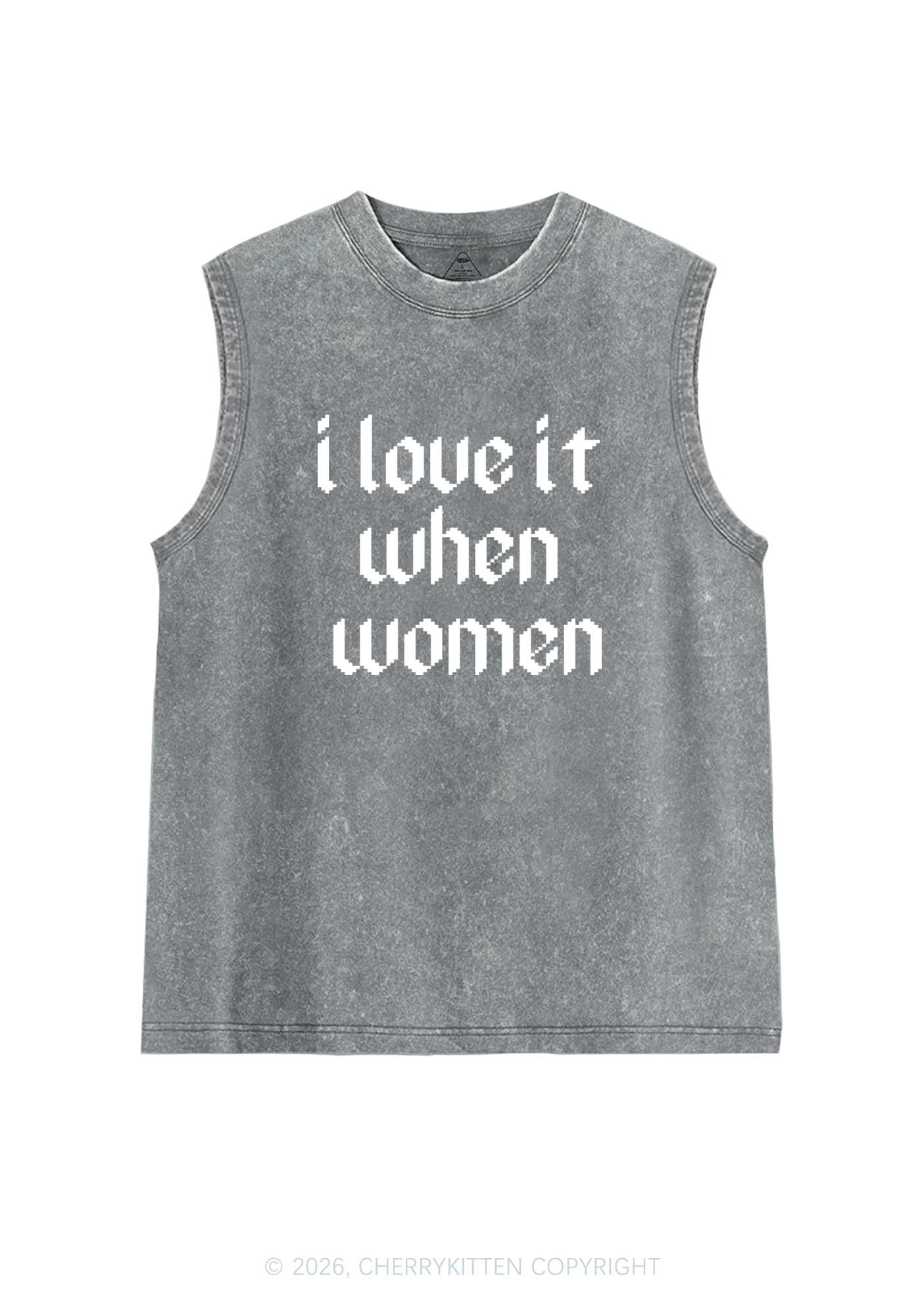 I Love It When Women Pride Y2K Washed Muscle Tank Cherrykitten