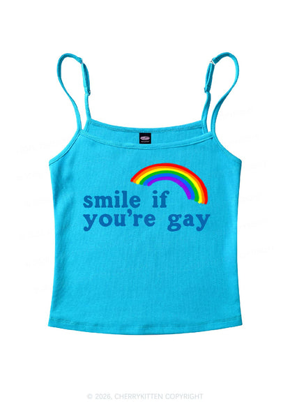 Rainbow Smile If You Are Gay Pride Y2K Spaghetti Strap Cami Cherrykitten