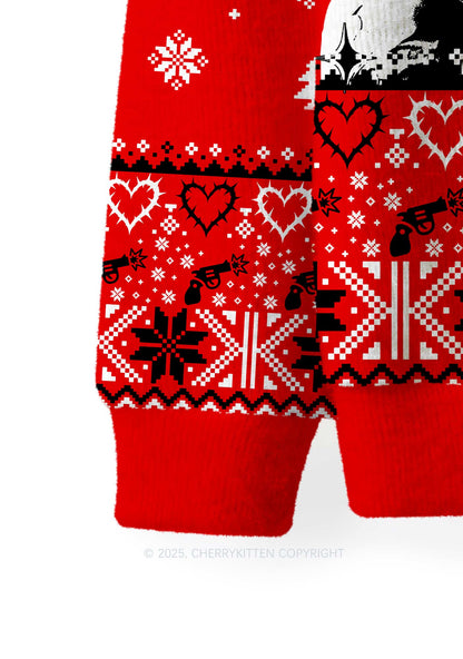 Daddy I Love Luigi Y2K Christmas Knit Sweatshirt Cherrykitten