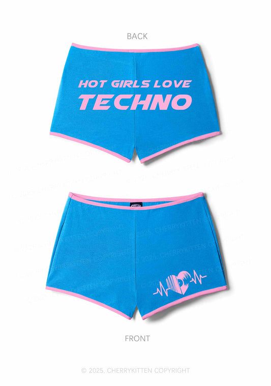 Hot Girls Love Techno Y2K Booty Shorts Cherrykitten