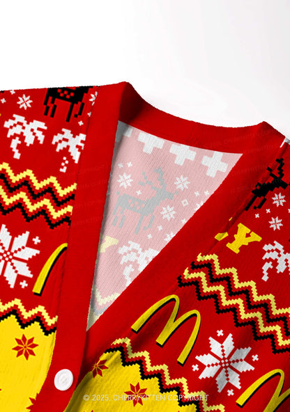 Red Molly Y2K Christmas Cardigan Knit Sweatshirt Cherrykitten
