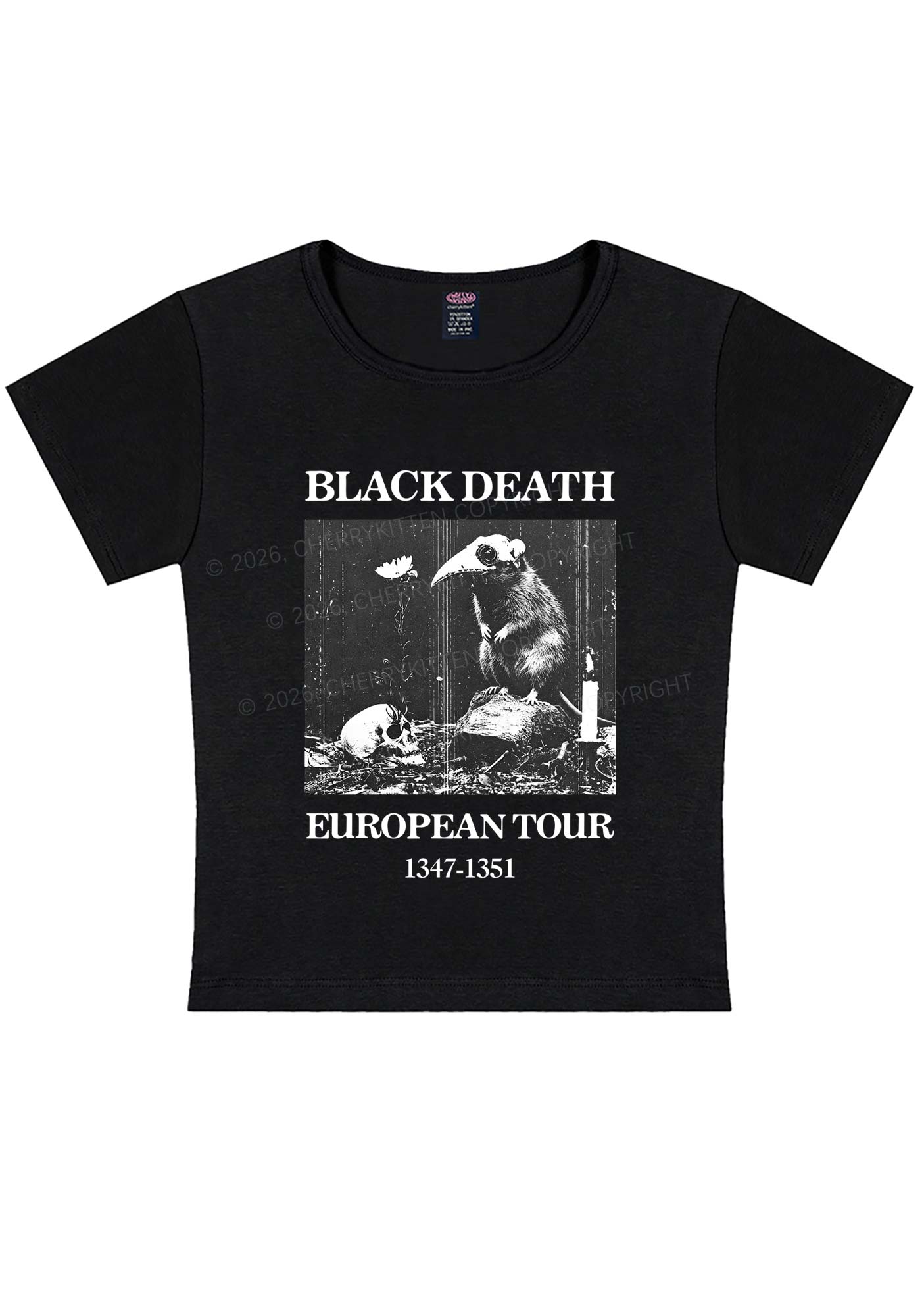 Halloween Skeleton Plague Doctor Rat Y2K Baby Tee Cherrykitten