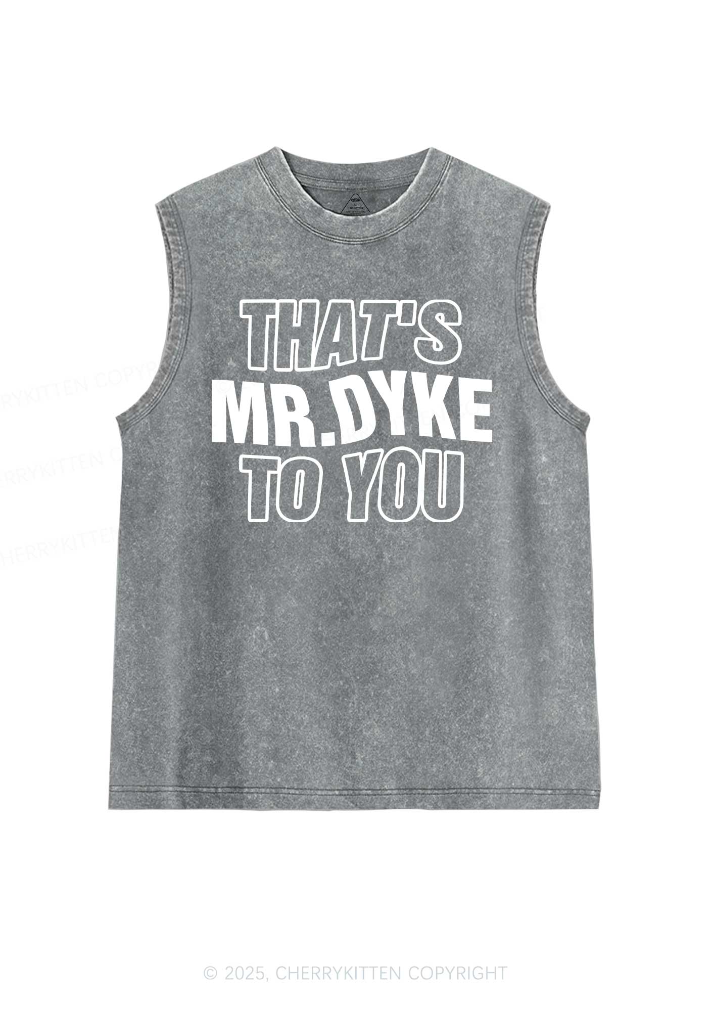 Thats Mr Dyke Pride Y2K Washed Muscle Tank Cherrykitten