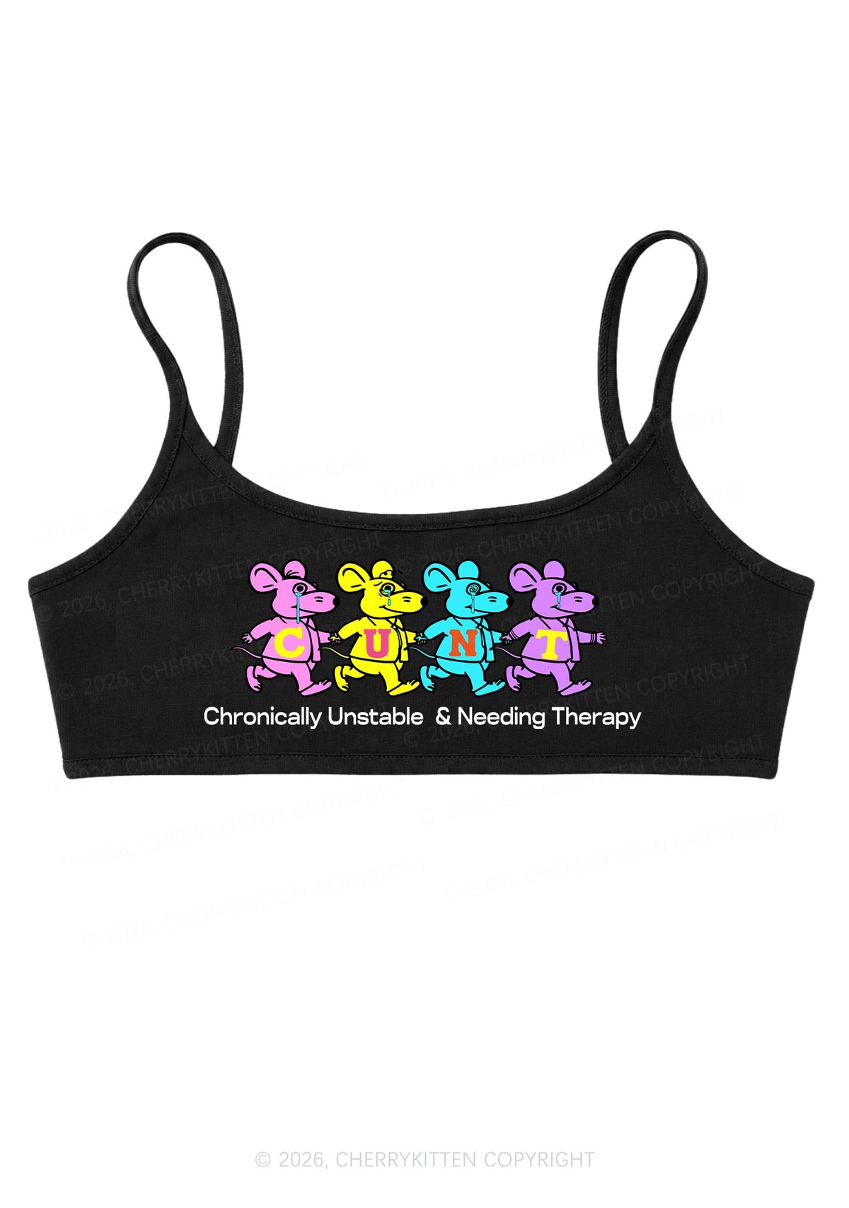 Chronically Unstable Needing Therapy Y2K Super Crop Cami Cherrykitten